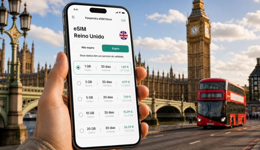 eSIM Reino Unido: internet móvel em viagem